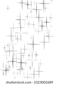Star Falling Print. Transparent Silver Starry Background.  Modern Creative Pattern. Gray Starlit Card. Confetti Fall Chaotic Decor.