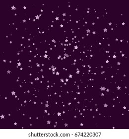 Star Falling Print. Vector Confetti Starry Background Pattern. Starlit Card. Confetti Fall Chaotic Decor. Modern Creative Pattern