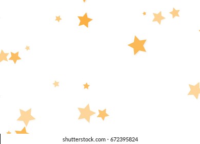 Star Falling Print. White Gold Yellow Starry Background. Vector Confetti Background Pattern. Starlight Night. Astral Design. Gold Starlit Card. Confetti Fall Chaotic Decor. Modern Creative Pattern.