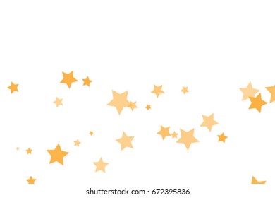 Star Falling Print. White Gold Yellow Starry Background. Vector Confetti Background Pattern. Starlight Night. Astral Design. Gold Starlit Card. Confetti Fall Chaotic Decor. Modern Creative Pattern.
