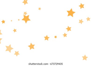 Star Falling Print. White Gold Yellow Starry Background. Vector Confetti Background Pattern. Starlight Night. Astral Design. Gold Starlit Card. Confetti Fall Chaotic Decor. Modern Creative Pattern.