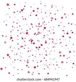 Star Falling Print. White and Red Starry Background. Vector Confetti Star Background Pattern. Starlight Night. Astral Design. Red Starlit Card. Confetti Fall Chaotic Decor. Modern Creative Pattern