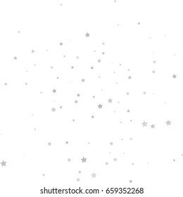 Star Falling Print. White Silver Starry Background. Vector Confetti Star Background Pattern. Starlight Night. Astral Design. Gray Starlit Card. Confetti Fall Chaotic Decor. Modern Creative Pattern.