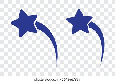 Ícones de vetor de queda de estrelas. Estrelas em queda. Cintilações de estrelas. Ilustração do vetor estrelado. Cometa, meteoro, ícones. Design de variedade. Eps 10