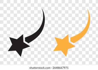 Ícones de vetor de queda de estrelas. Estrelas em queda. Cintilações de estrelas. Ilustração do vetor estrelado. Cometa, meteoro, ícones. Design de variedade. Eps 10