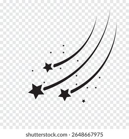 Ícones de vetor de queda de estrelas. Estrelas em queda. Cintilações de estrelas. Ilustração do vetor estrelado. Cometa, meteoro, ícones. Design de variedade. Eps 10
