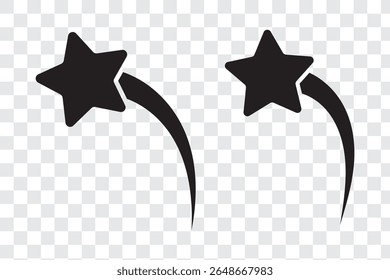 Ícones de vetor de queda de estrelas. Estrelas em queda. Cintilações de estrelas. Ilustração do vetor estrelado. Cometa, meteoro, ícones. Design de variedade. Eps 10