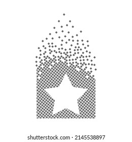 Icône point pixel rapide étoile. Le pixel de l'astérisque négatif est plat-solide. L'art des points mobiles dissous et dispersé. Le mouvement intégratif et intégratif des pixels. Connexion des points modernes.