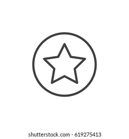 Star, favorite circular line icon. Round simple sign. Flat style vector symbol