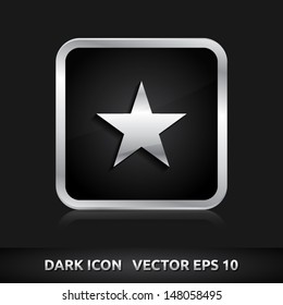 Star favorite icon | color dark black silver metal grey white | icon set | abstract vector symbol | template design | shadows shiny | business button | abstract 3d