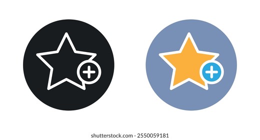 Star favorite icon set in black and colored version