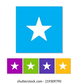 Star, favorite icon, vector illustration. Flat design style. Orange, purple, magenta, violet, yellow, green and blue color buttons