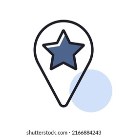 Star favorite pin map icon. Map pointer. Map markers. Navigation sign. Graph symbol for travel and tourism web site and apps design, logo, app, UI