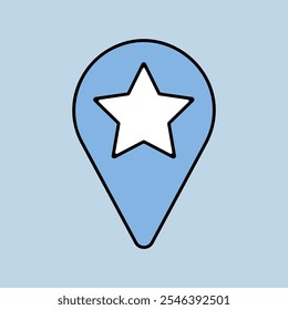 Star favorite pin map icon. Map pointer. Map markers. Navigation sign. Graph symbol for travel and tourism web site and apps design, logo, app, UI