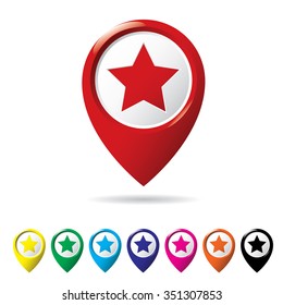 Star favorite pin map icon. Map icon set