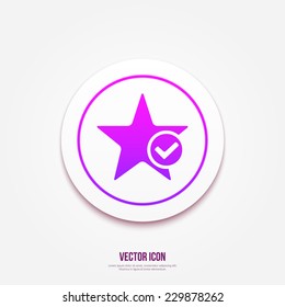 Star favorite sign web icon with tick sign. Vector illustration design element eps10 