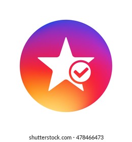 Star favorite sign web icon with tick sign. Vector illustration design element. Flat style design icon