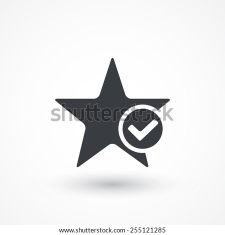 Star favorite sign web icon with tick sign. Vector illustration design element. Flat style design icon