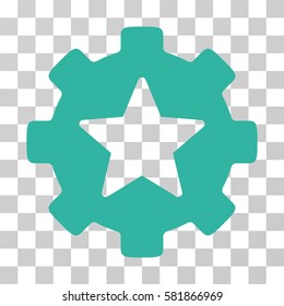 Star Favorites Options Gear vector icon. Illustration style is a flat iconic cyan symbol on a transparent background.