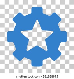 Star Favorites Options Gear vector pictograph. Illustration style is a flat iconic cobalt symbol on a transparent background.