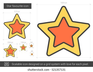 Star favourite vector line icon isolated on white background. Star favourite line icon for infographic, website or app. Scalable icon designed on a grid system.