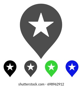 Star Favourites Marker flat vector pictogram. Colored star favourites marker, gray, black, blue, green icon versions. Flat icon style for graphic design.