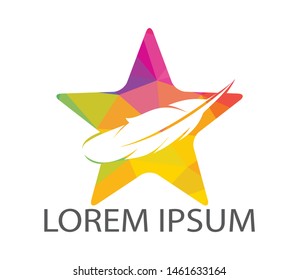 Star Feather Quill symbol vector design. Lawyer Law firm Logo design. 