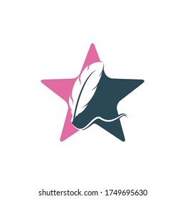 Star Feather Quill symbol vector design. Education and publication logo concept.