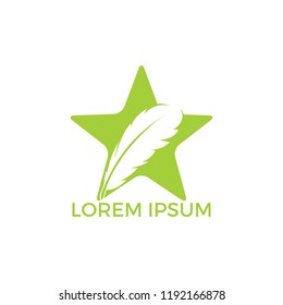 Star feather vector logo design. Educational and institutional logo design template.