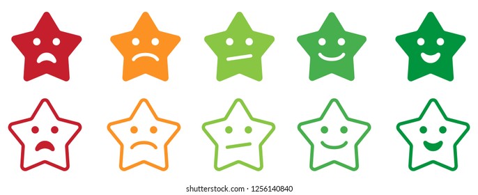 Star feedback emoticon. Flat design rating. customer rating satisfaction.