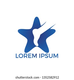 Star with feet logo design. Foot care and wellness logo design. Foot care and health logo design.