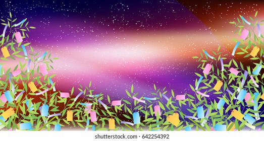 Star Festival Bamboo Night Sky Background
