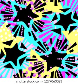 Star festive print, seamless motif, Christmas hand craft expressive ink repeat trendy pattern.Texture for wallpaper, different doodles for fabric, wrapping, decoration, greeting card, textiles