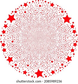 Star festive spheric cluster. Object pattern is done from random star icons as festive sphere. Abstract round cluster collage is done from star icons.