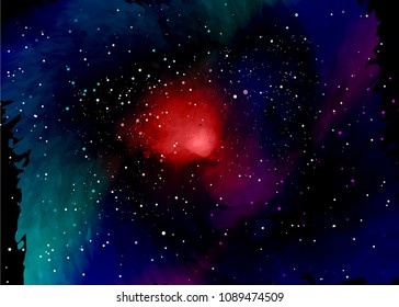 Star field in space and a nebulae. Abstract background of universe and a gas congestion. Spiral galaxy space with black holes. Vector nebula, for use with projects on science, research, and education