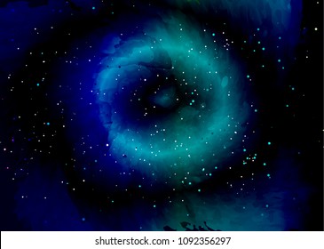 Star field in space and a nebulae. Abstract background of universe and a gas congestion. Spiral galaxy space with black holes. Vector nebula, for use with projects on science, research, and education.