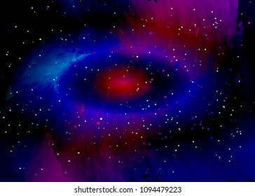 Star field in space and a nebulae. Abstract background of universe and a gas congestion. Spiral galaxy space with black holes. Vector nebula, for use with projects on science, research, and education.