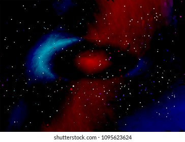 Star field in space and a nebulae. Abstract background of universe and a gas congestion. Spiral galaxy space with black holes. Vector nebula, for use with projects on science, research, and education.