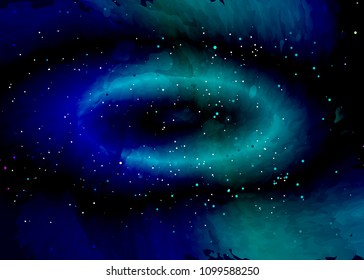 Star field in space and a nebulae. Abstract background of universe and a gas congestion. Spiral galaxy space with black holes. Vector nebula, for use with projects on science, research, and education.