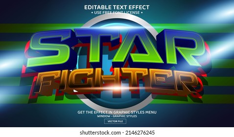 Plantilla de efecto de texto editable 3D de Star fighter