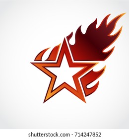 star with fire flames symbol / falling star