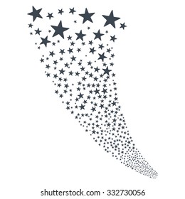 Star Fireworks Fountain vector illustration. Style is smooth blue flat bright stars, white background.
