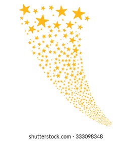Star Fireworks Fountain vector illustration. Style is yellow flat bright stars, white background.