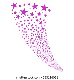 Star Fireworks Fountain vector illustration. Style is violet flat bright stars, white background.