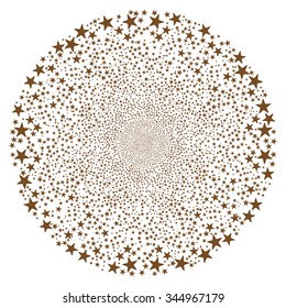 Star Fireworks Sphere vector illustration. Style is brown flat stars, white background.