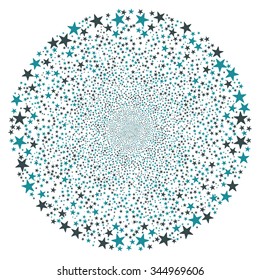Star Fireworks Sphere vector illustration. Style is soft blue bicolor flat stars, white background.