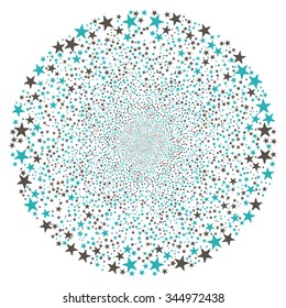Star Fireworks Sphere vector illustration. Style is grey and cyan bicolor flat stars, white background.