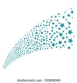 Star Fireworks Stream vector illustration. Style is soft blue flat bright stars, white background.