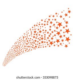 Star Fireworks Stream vector illustration. Style is orange flat bright stars, white background.
