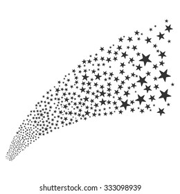 Star Fireworks Stream vector illustration. Style is gray flat bright stars, white background.